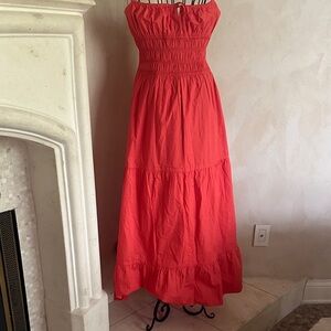 Elegant Coral Strapless Maxi Dress